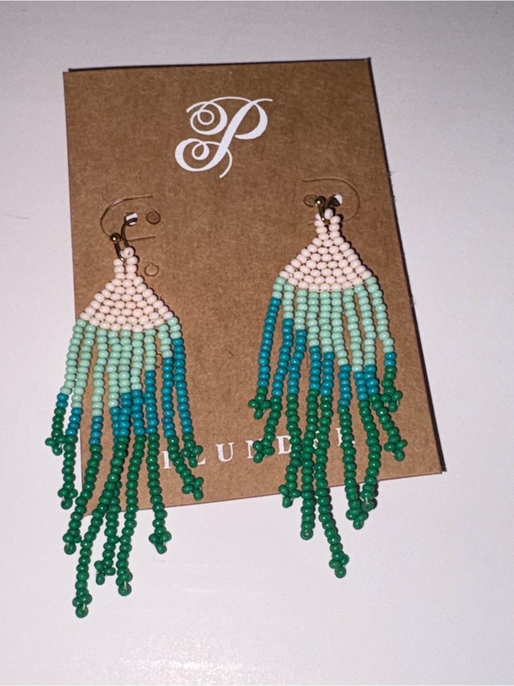 Plunder Beaded Fringe Earrings - Pink, Aqua & Green